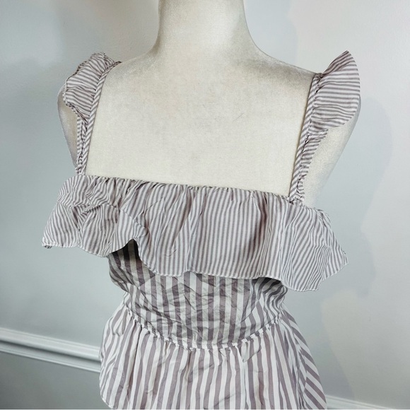 VICTORIA’S SECRET Gray & White Striped Ruffle Asymmetric Sleep Cami Tank - SMALL - Picture 3 of 12